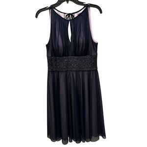 Elegant Purple Chiffon Dress with Beaded Waistband